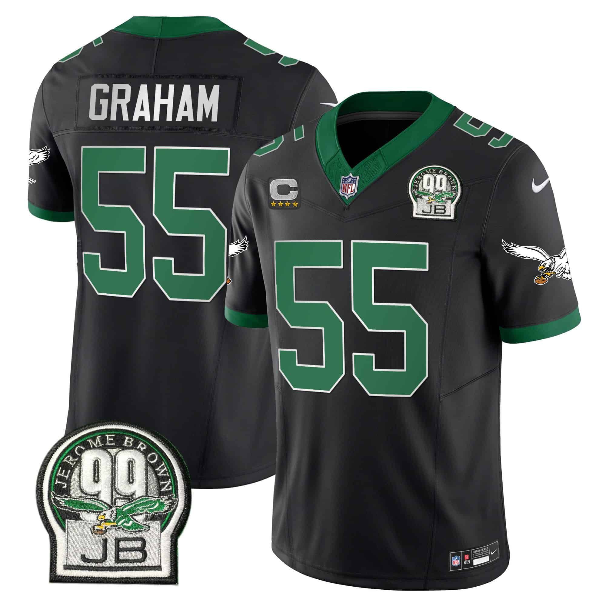 Men Philadelphia Eagles #55 Graham Black 2024 Nike Jerome Brown Patch Alternate Limited NFL Jersey style 1